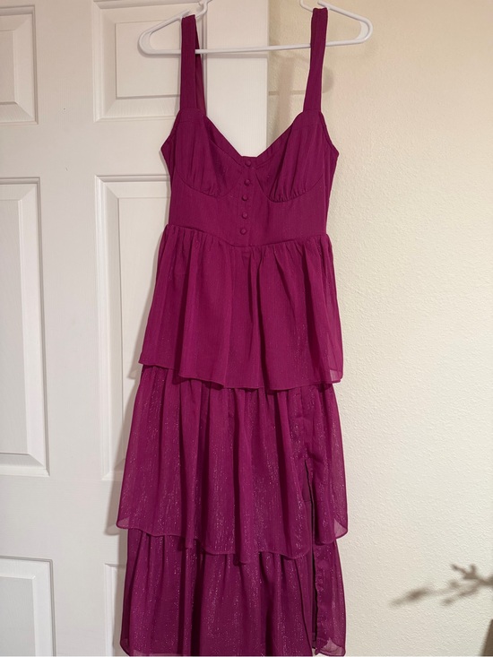 Lulus Dresses & Skirts - Tiered Fuchsia Sleeveless Midi Dress - Lulus